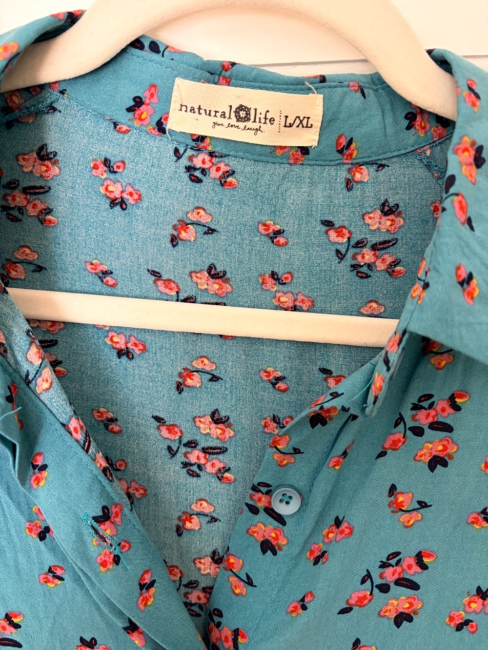 NATURAL LIFE Teal Floral Button-Front Tiered Mini - Picture 3 of 5